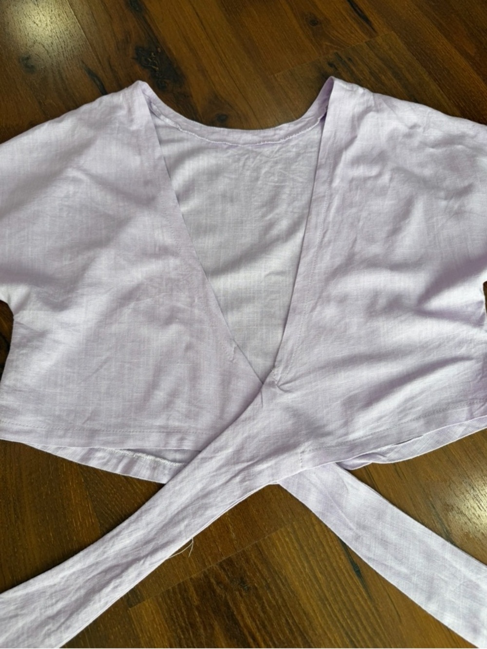 Petal and Pup women's 100% linen tie front crop top Sz US 6 light lavender